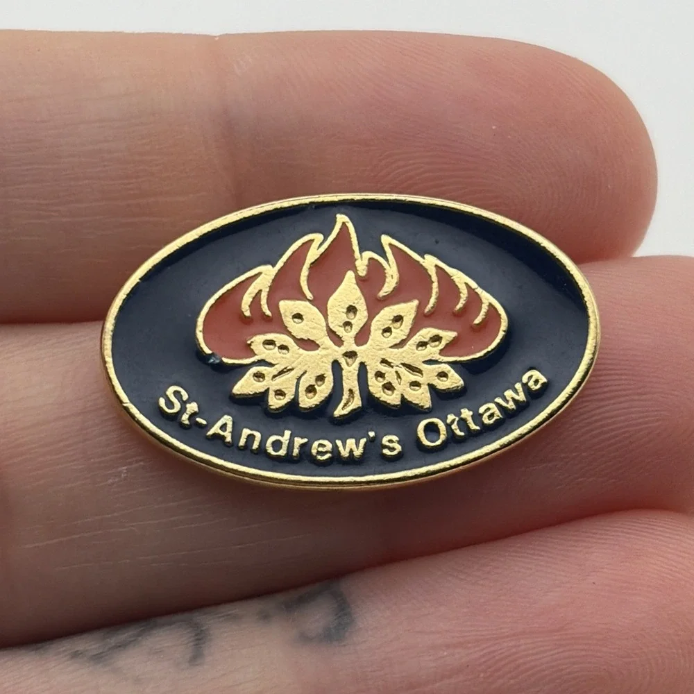 St Andrews Ottawa Presbyterian Church Canada Burning Bush Lapel Hat Pin Gold